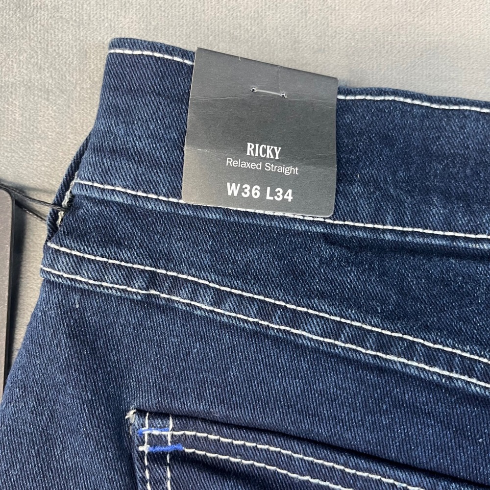 NWT True Religion Ricky Relaxed Straight Jeans Men's Size 36 Dark Blue - Picture 8 of 9